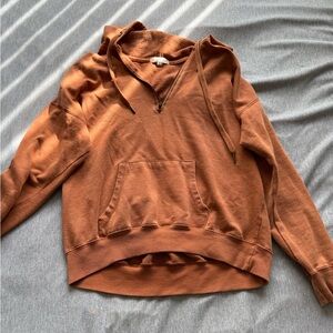 Burnt Orange Zip-Up Cropped Hoodie